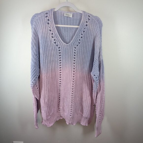 Storia Purple Sealed With A Kiss Ombre Sweater Size Small Oversized Pastel Comfy - Picture 4 of 11